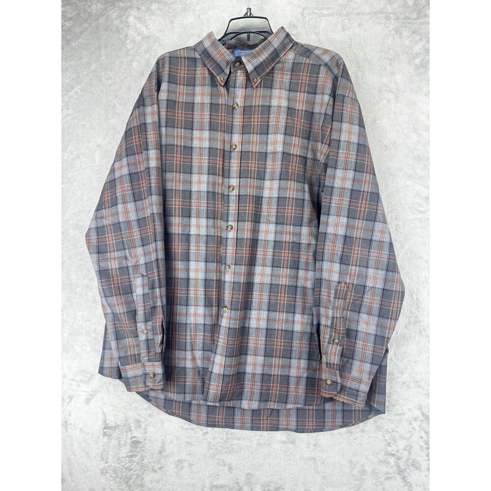 Vintage Pendleton Mens Button-UP Shirt XL Gray Virgin Wool Plaid Regular #3079